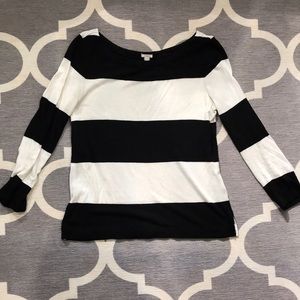 J Crew boatneck black white top size xs
